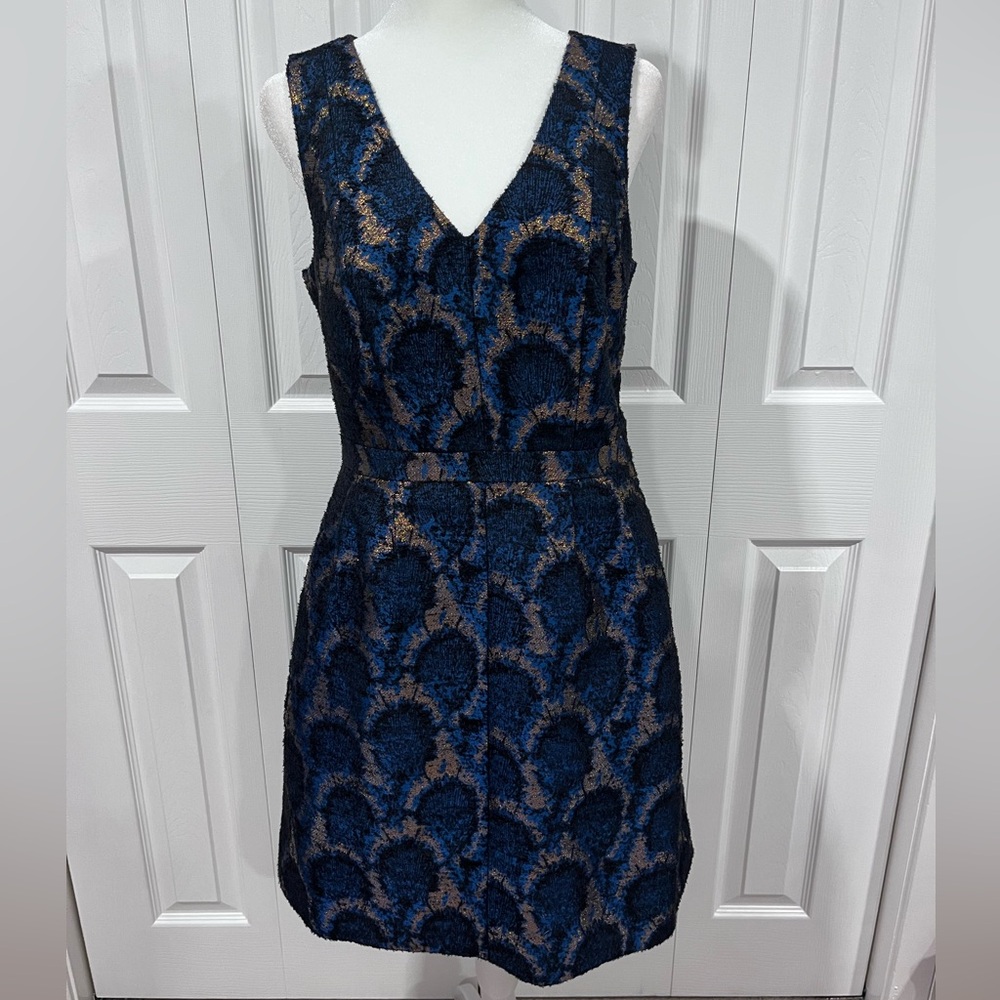 NWT JCrew Navy, Gold and Black Textured Dress